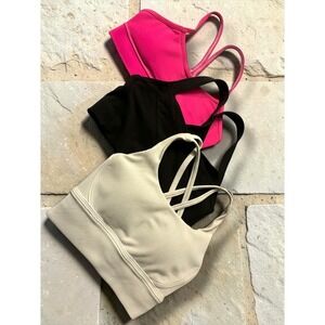 BUNDLE Lululemon Sports Bra Size 4 Energy Bra + Longline Ribbed + Flow Y- 3 sets